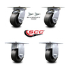 Service Caster 4 Inch Polyolefin Caster Set with Ball Bearing 2 Swivel Lock and 2 Rigid SCC SCC-35S420-POB-BSL-2-R-2